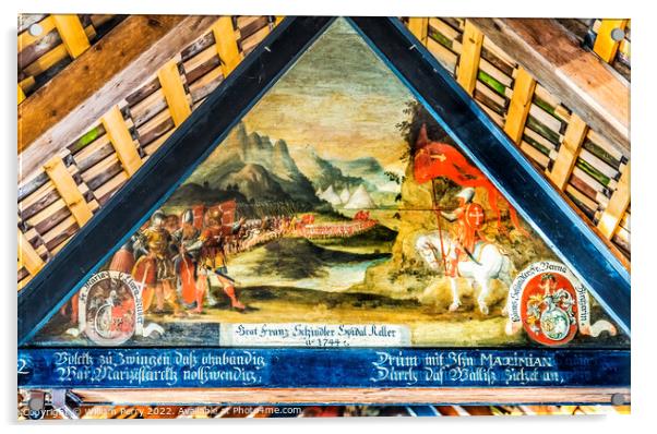 Roman Army Panel Painting Chapel  Bridge Lucerne Switzerland Acrylic by William Perry