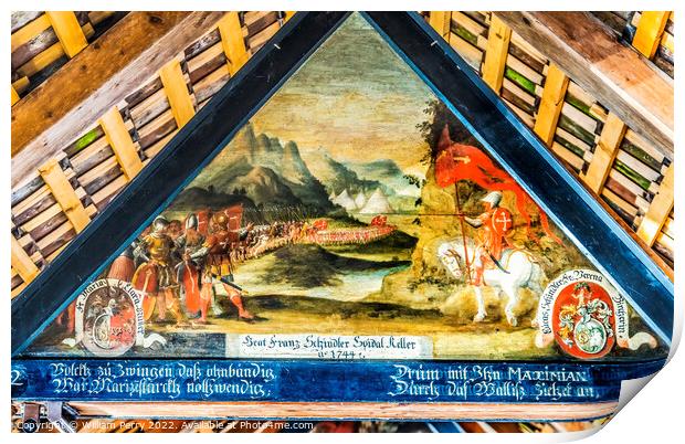 Roman Army Panel Painting Chapel  Bridge Lucerne Switzerland Print by William Perry