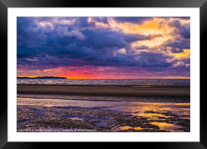 Sunset Welsh Coast Framed Mounted Print by Adrian Evans