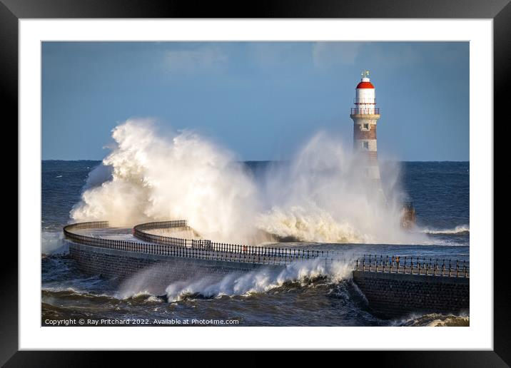 Wild Day at Roker Framed Mounted Print by Ray Pritchard