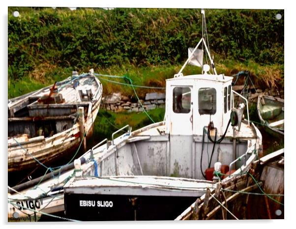 Old Irish Boats Acrylic by Stephanie Moore