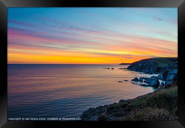 Radiant Sunset at Westcombe Beach Framed Print by Ian Stone