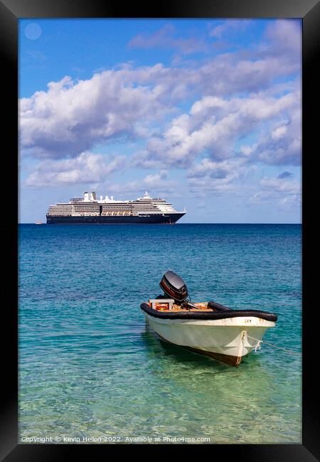 Small boat moored off Dravuni Island, Framed Print by Kevin Hellon