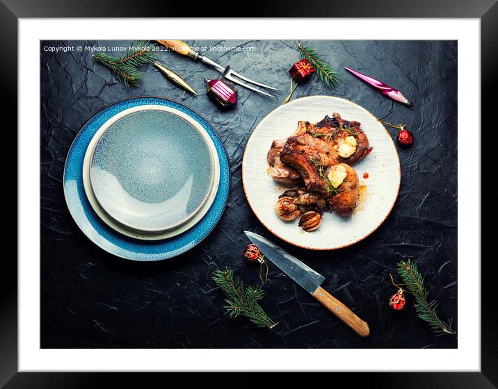 Prepared pork loin, Christmas food Framed Mounted Print by Mykola Lunov Mykola