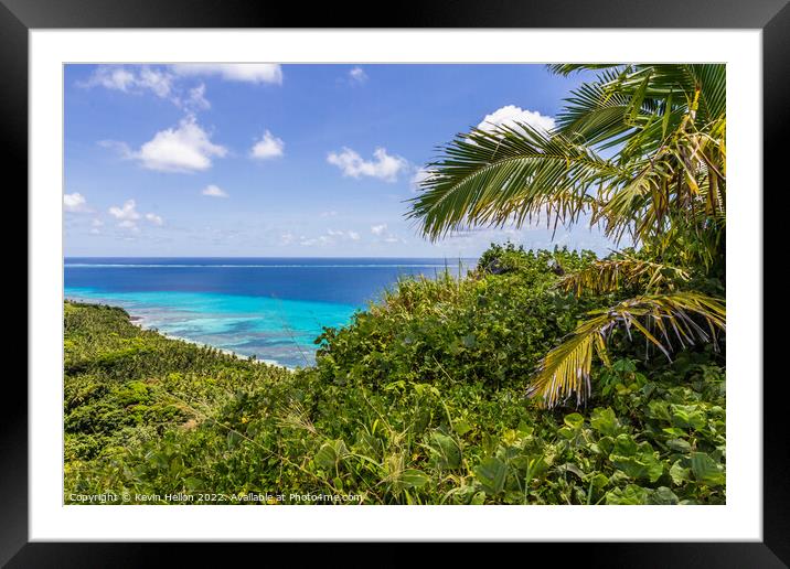 Turquoise sea, Dravuni Island, Fiji, South Pacific Framed Mounted Print by Kevin Hellon