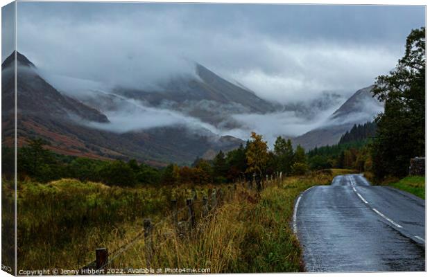 The road to Steall Falls in Glen Nevis  Canvas Print by Jenny Hibbert