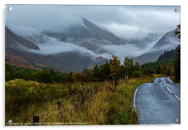 Ben Nevis clouded in mist  Acrylic by Jenny Hibbert