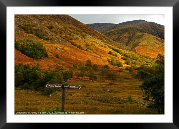 Directions to Ben Nevis in Glen Nevis Framed Mounted Print by Jenny Hibbert