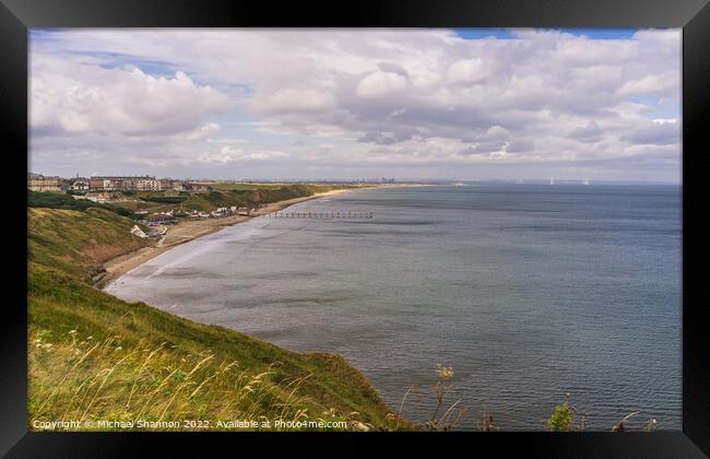 View from Huntcliffe above Saltburn-on-Sea Framed Print by Michael Shannon
