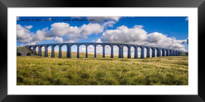 The Ribblehead Viaduct or Batty Moss Viaduct carries the Settle Carlisle line Framed Mounted Print by Peter Stuart