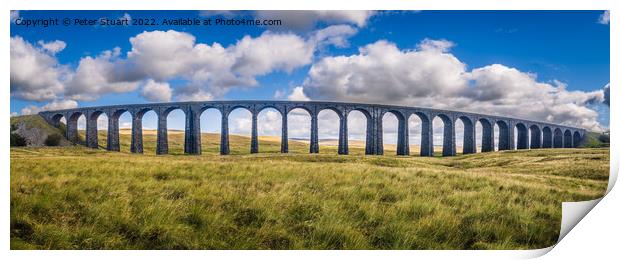 The Ribblehead Viaduct or Batty Moss Viaduct carries the Settle Carlisle line Print by Peter Stuart
