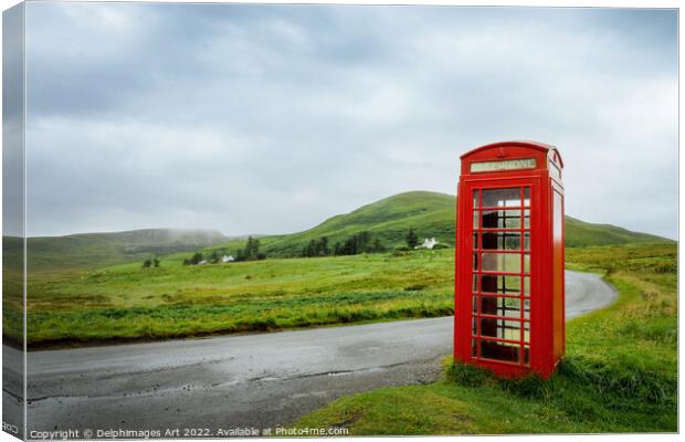 Phone box , Isle of Skye, Scotland Canvas Print by Delphimages Art