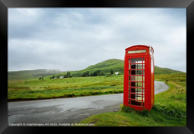 Phone box , Isle of Skye, Scotland Framed Print by Delphimages Art