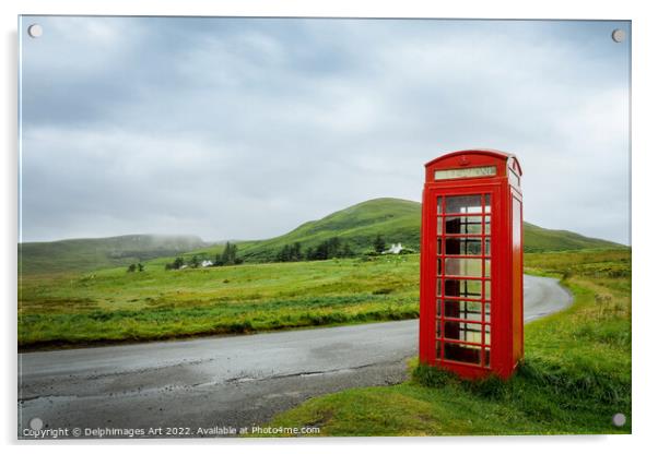 Phone box , Isle of Skye, Scotland Acrylic by Delphimages Art