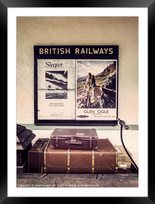 Vintage suitcases and old british railways travel  Framed Mounted Print by Delphimages Art