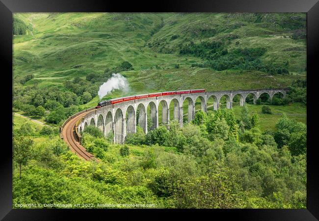 The Jacobite steam train on Glenfinnan viaduct, Sc Framed Print by Delphimages Art
