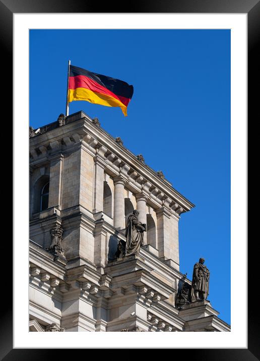 Reichstag And Flag Of Germany Framed Mounted Print by Artur Bogacki