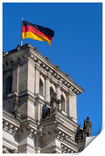 Reichstag And Flag Of Germany Print by Artur Bogacki