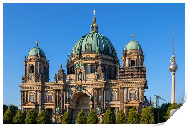 The Berlin Cathedral And TV Tower Print by Artur Bogacki