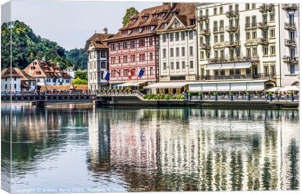 Inner Harbor Reflection Lucerne Switzerland Canvas Print by William Perry