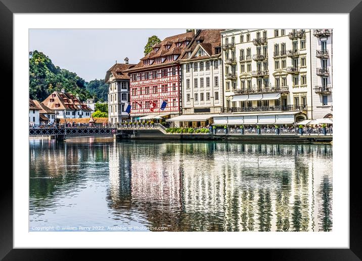 Inner Harbor Reflection Lucerne Switzerland Framed Mounted Print by William Perry