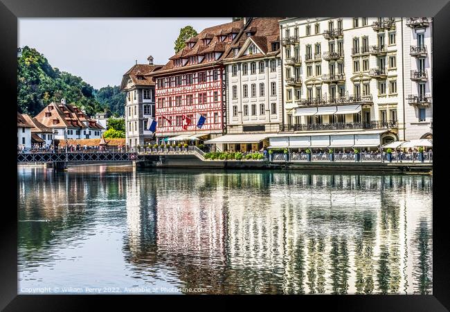 Inner Harbor Reflection Lucerne Switzerland Framed Print by William Perry