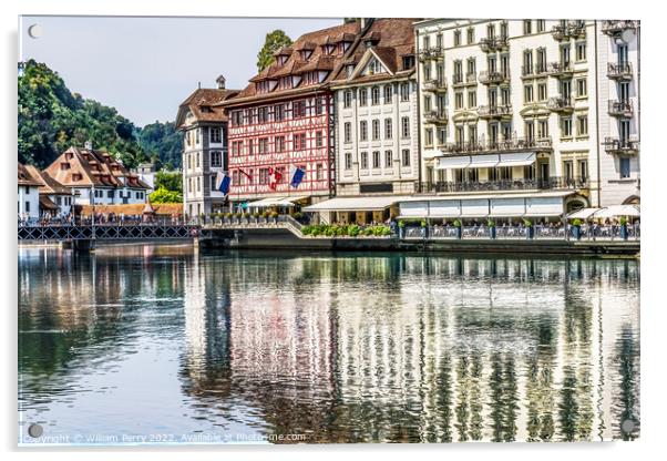 Inner Harbor Reflection Lucerne Switzerland Acrylic by William Perry