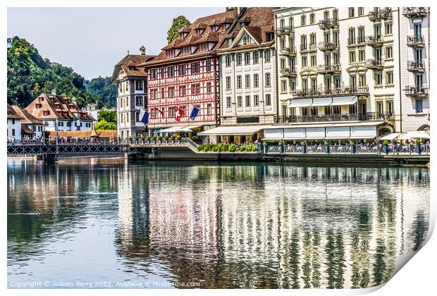Inner Harbor Reflection Lucerne Switzerland Print by William Perry