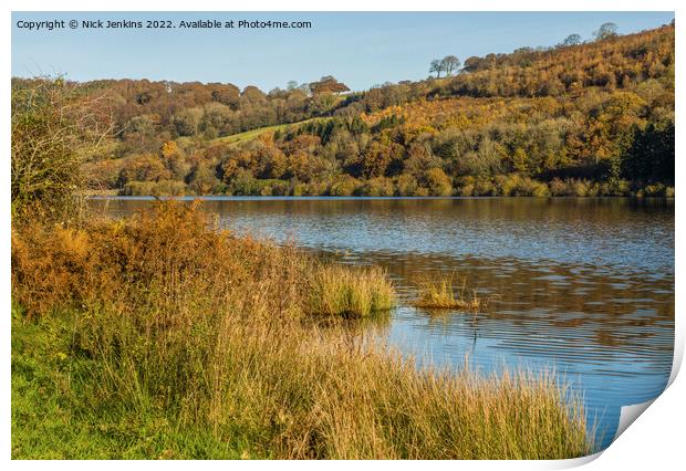 Upper Talybont Reservoir Autumn Brecon Beacons Print by Nick Jenkins