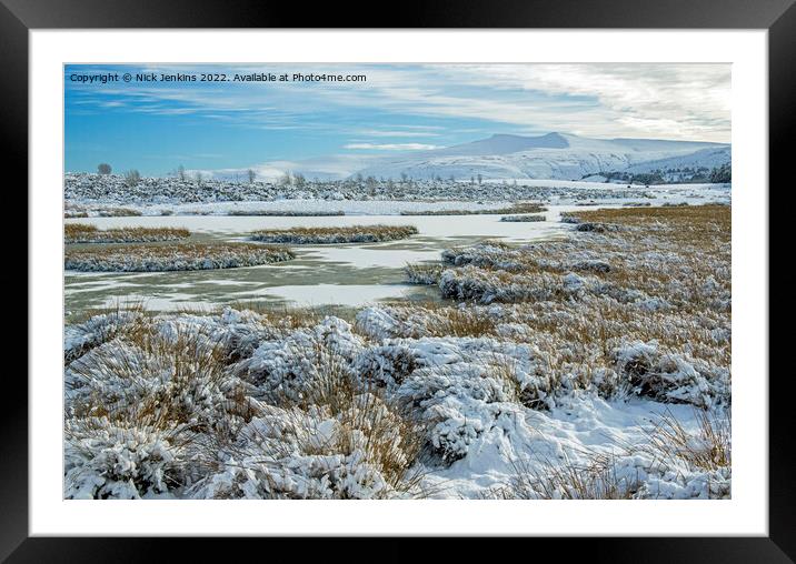 Pen y Fan and Corn Du in Winter  Framed Mounted Print by Nick Jenkins