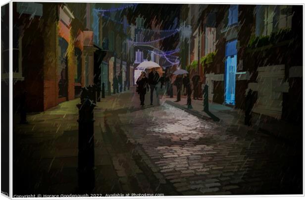 A rainy night in Rose Street Canvas Print by Horace Goodenough