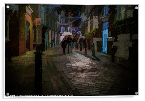 A rainy night in Rose Street Acrylic by Horace Goodenough