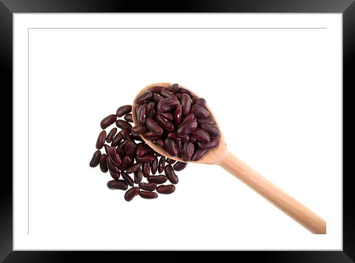 Pulses – Dark Red Kidney Beans on White Background Framed Mounted Print by Antonio Ribeiro