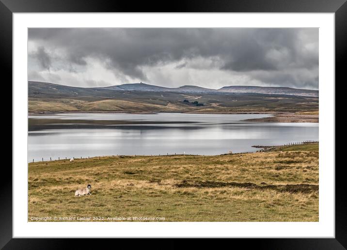 Cow Green Reservoir and three Pennine peaks Framed Mounted Print by Richard Laidler