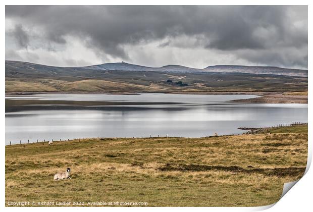 Cow Green Reservoir and three Pennine peaks Print by Richard Laidler