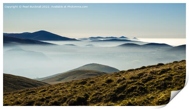 Snowdonia Landscape Cloud Inversion Wales Print by Pearl Bucknall