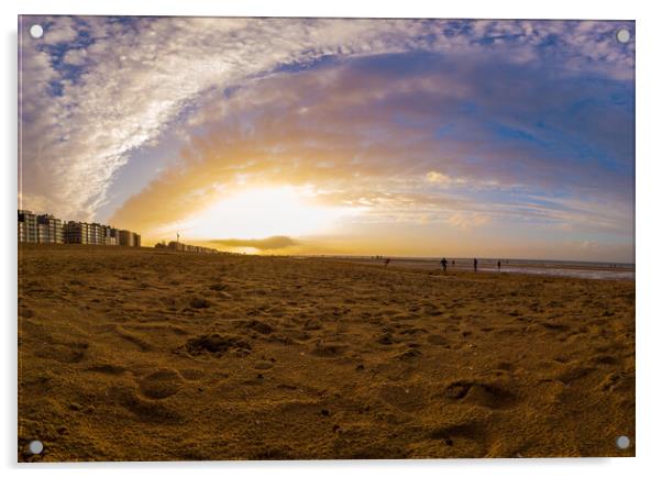 autmunal sunset on beach Acrylic by youri Mahieu