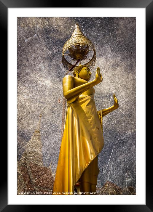 Textured Buddha image, Bangkok, Thailand Framed Mounted Print by Kevin Hellon