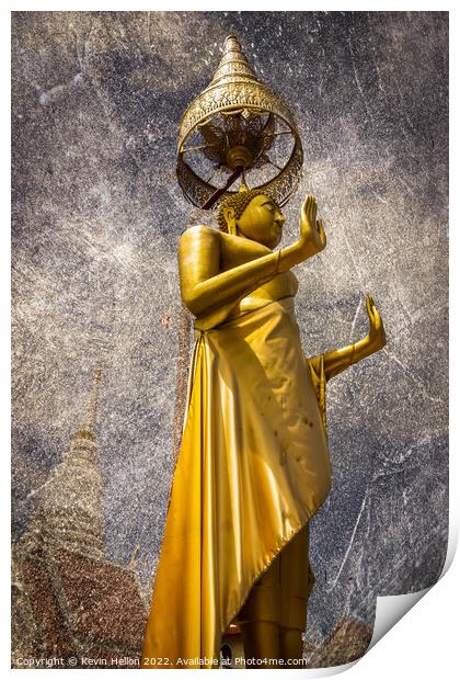 Textured Buddha image, Bangkok, Thailand Print by Kevin Hellon