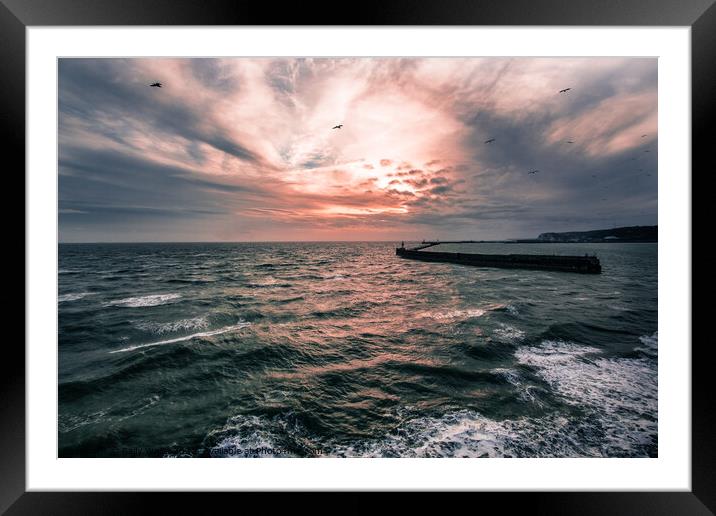 Approaching Dover Harbour in stormy weather Framed Mounted Print by Sally Wallis