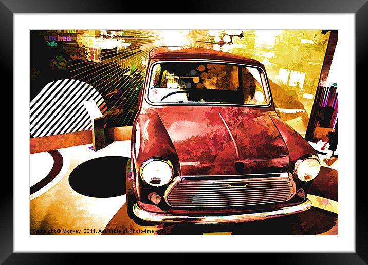 Retro Mini Car Framed Mounted Print by Anthony Michael 
