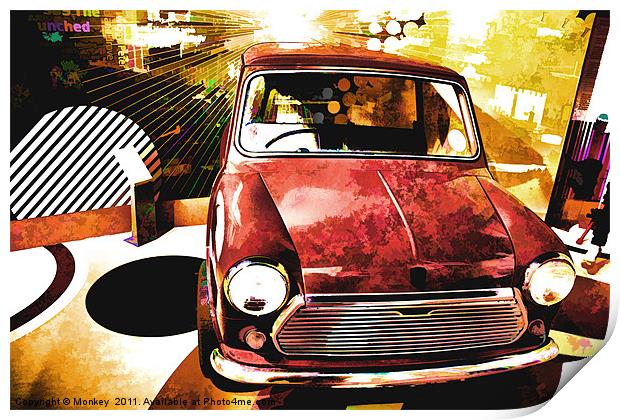 Retro Mini Car Print by Anthony Michael 