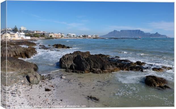 Table Mountain, Blaauwberg, Cape Town Seascape Canvas Print by Rika Hodgson