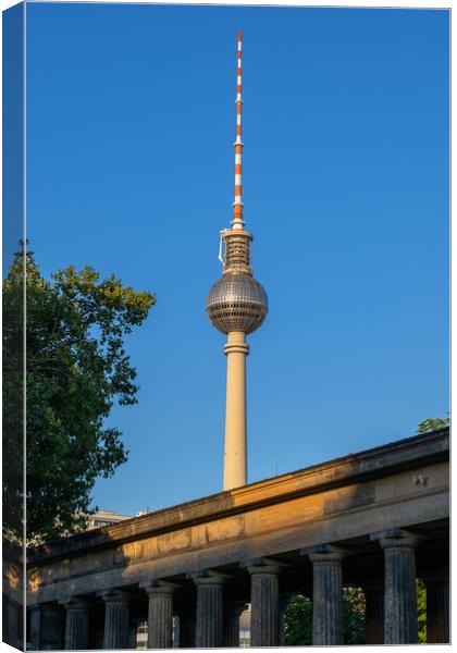 TV Tower And Colonnade In Berlin Canvas Print by Artur Bogacki