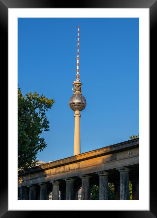 TV Tower And Colonnade In Berlin Framed Mounted Print by Artur Bogacki