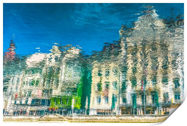 Inner Harbor Buildings Reflection Abstract Lucerne Switzerland Print by William Perry