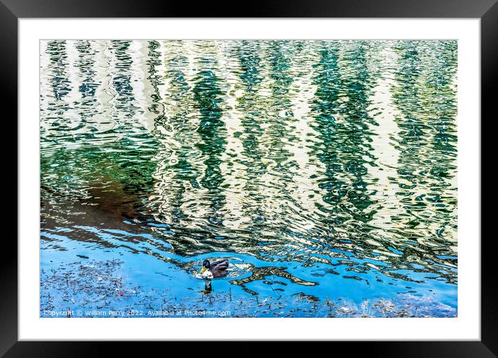 Duck Inner Harbor Buildings Reflection Abstract Lucerne Switzerl Framed Mounted Print by William Perry