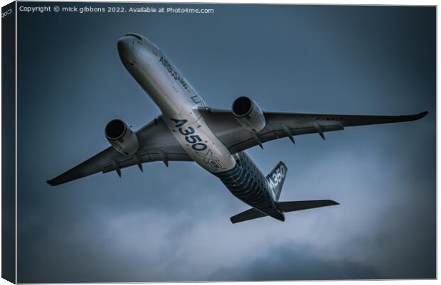 The Airbus A350  Canvas Print by mick gibbons