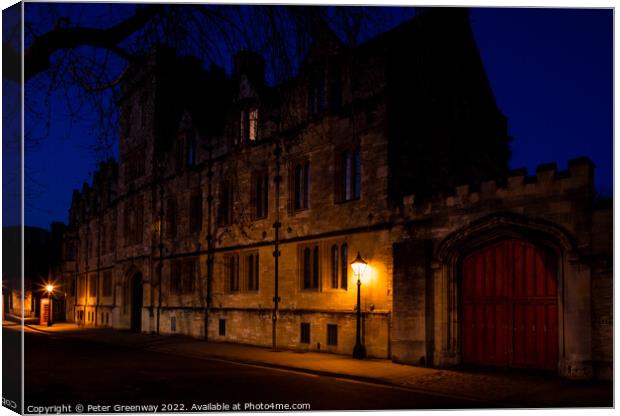 Oxford City Centre After Dark During Lockdown Canvas Print by Peter Greenway