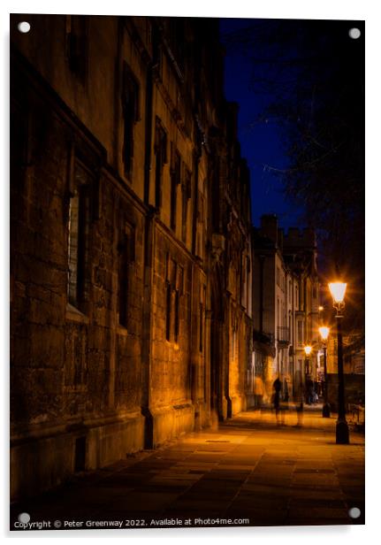 Oxford University Buildings In The City Centre After Dark During Acrylic by Peter Greenway
